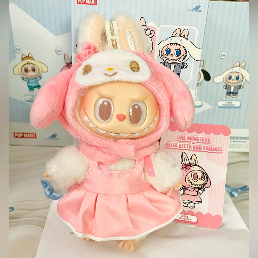 Opened box of POPMART Labubu Hello Kitty and Friends Plush Pendant - My Melody